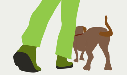 Person walking with dog vector