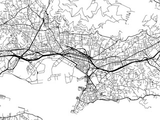 Vector road map of the city of  Toulon in France on a white background.