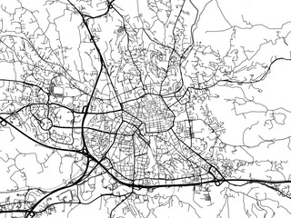 Vector road map of the city of  Aix-en-Provence in France on a white background.