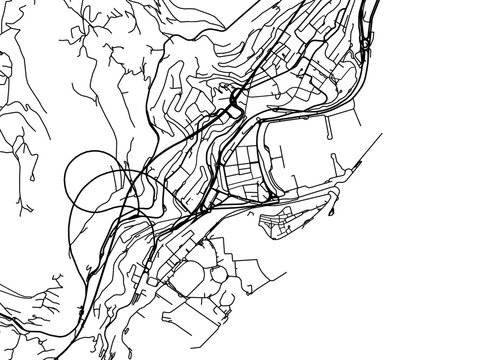 Vector road map of the city of  Monaco in France on a white background.