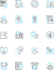 Business structure linear icons set. Hierarchy, Organization, Management, Leadership, Strategy, Planning, Communication line vector and concept signs. Coordination,Collaboration,Delegation outline