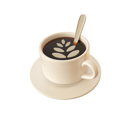 cup of coffee isolated on white background. 3d rendering illustration