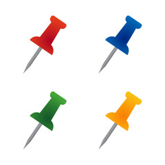 Naklejka premium Push pin set isolated on transparent background.