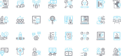 Account control linear icons set. Security, Permissions, Restrictions, Access, Identity, Validation, Authorization line vector and concept signs. Audit,User,Privileges outline illustrations
