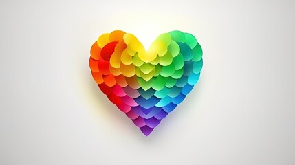 Symbol of LGBT Love rainbow heart shape on white background. Gay pride rainbow symbolic in heart shapes.