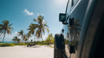 自動車　美しいビーチ　イラスト | car, beach, sky, Generatie AI