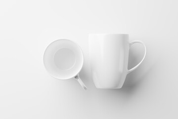 Ceramic Mug Cup For Coffee Tea White Blank 3D Rendering Mockup