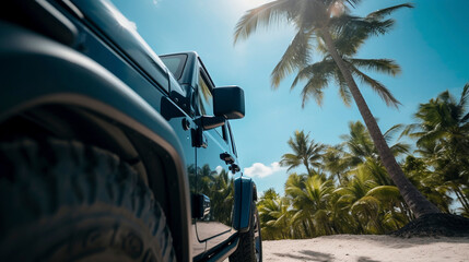 自動車　美しいビーチ　イラスト | car, beach, sky, Generatie AI