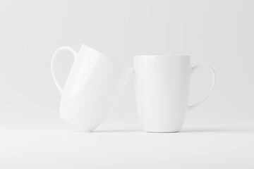 Ceramic Mug Cup For Coffee Tea White Blank 3D Rendering Mockup