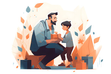 Son gives dad a gift for father's day, Generative AI