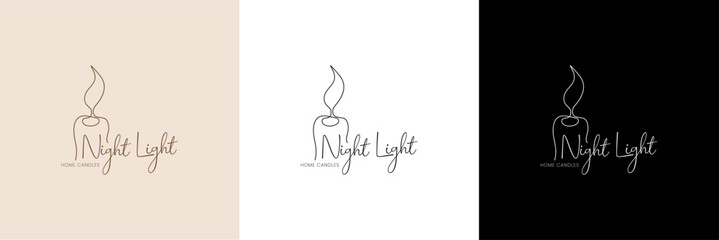 Candle with flame. Vector illustration of signs and symbols, logo.