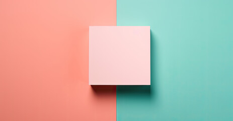 Fototapeta na wymiar Empty frame on a pink and turquoise background- Generative AI