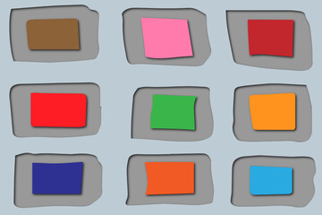 Colorful Seamless pattern with hand drawn abstract blocks with shadow and papercut style