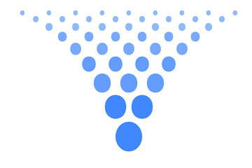 Blue and white dotted halftone background.