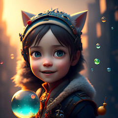 猫耳と子供 cat ears and child