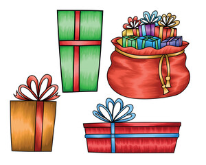 Gift box vector collection for Christmas, New Year, birthday, and others.