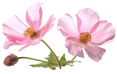 magnolia branch in pink with white flowers png, in the style of uhd image, transparent/translucent medium, angura kei, flowerpunk, bloomcore, dao trong le, violet and pink