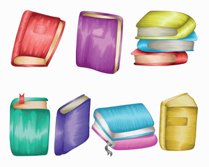 Stacks of school books, notebooks, kids book vector, hand-drawn books clipart vector illustration