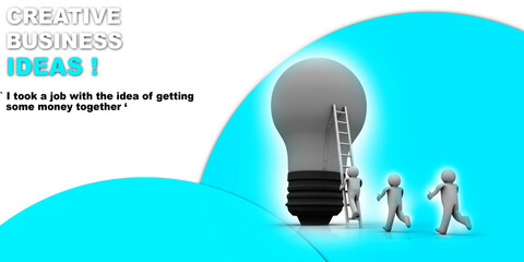 3d rendering fluorescent cfl lamp with ladder near people
