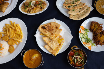 Assorted freashly made Indian food ready to be served