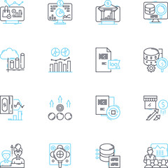 Pricing scheme linear icons set. Value-based, Dynamic, Tiered, Subscription, Freemium, Discount, Incentive line vector and concept signs. Per-user,Pay-as-you-go,Bundled outline illustrations