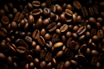 Coffee beans top view background