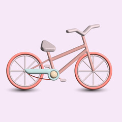 3d bicycle, children's bicycle, bright, beautiful, cute, volumetric, pink, green, 3d, bicycle icon, small, medium