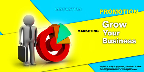 3d rendering Stock market online business concept. business Graph successful business man