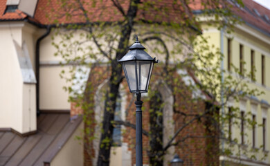 Old wall street lighting in the Old Town of Krakow