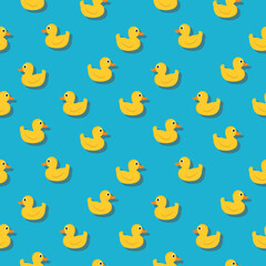 Yellow ducks seamless pattern