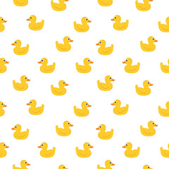 Yellow ducks seamless pattern