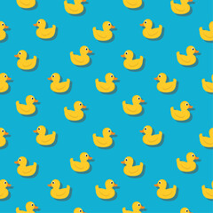 Yellow ducks seamless pattern