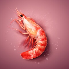 Pink juicy king prawns. AI generative.