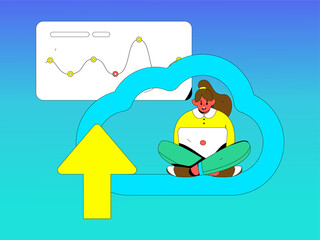Business collaboration cloud computing flat vector concept operation hand drawn illustration
