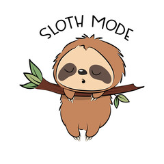 Cute sloth in cartoon style. Vector illustration. © Nadzezhda