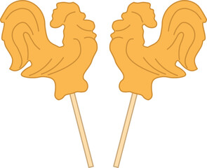 orange icon vector lollipop cockerel on a stick