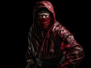 Fototapeta na wymiar Bloodcurdling incredible old ninja