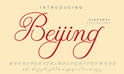 Beijing font. Elegant alphabet letters font and number. Classic Copper Lettering Minimal Fashion Designs. Typography fonts regular uppercase and lowercase. vector illustration