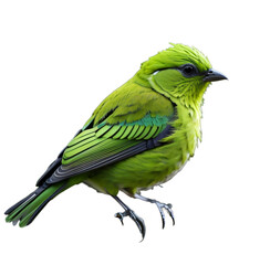 green bird, forest bird, natural, isolated, transparent background. generative ai