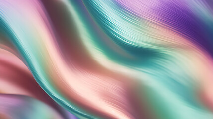 Obraz premium Abstract reflective purple wavy abstract background, an idyllic iridescent wavy texture, rainbow color wave, Holographic Foil, generative ai 