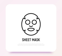 Facial sheet mask thin line icon. Modern vector illustration for beauty shop.
