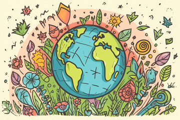 Painted planet, Earth day concept. Generative AI