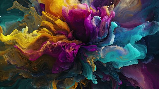 Abstract color splash fluid art motion video background with slow flowing paint, liquid with dissolving effect for business purpose