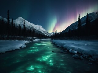 Northern Lights, beautiful and majestic. Generative AI