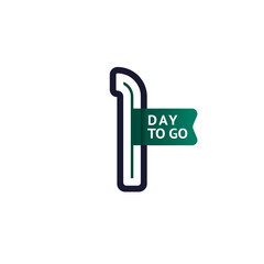 Number 1, countdown left day, the counter of days the start of the event, one day to go sale price offer promo deal timer.