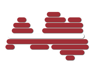 Umriss  von Lettland mit Linien in Landesfarben
