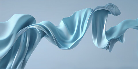 Blue background with silk cloth. Fabric in motion.  3d render 