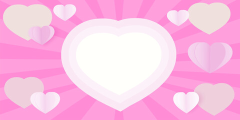 Obraz na płótnie Canvas Heart Valentine's Day, Creative paper cut heart decorated background