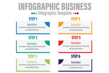 6 Steps, six 6 option Paper note shape elements with steps,road map,options,milestone,timeline,processes or workflow.Business data visualization.Creative step infographic template for presentation.