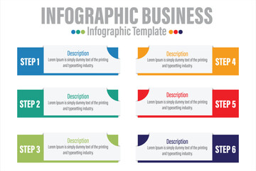 6 Steps, six 6 option Paper note shape elements with steps,road map,options,milestone,timeline,processes or workflow.Business data visualization.Creative step infographic template for presentation.